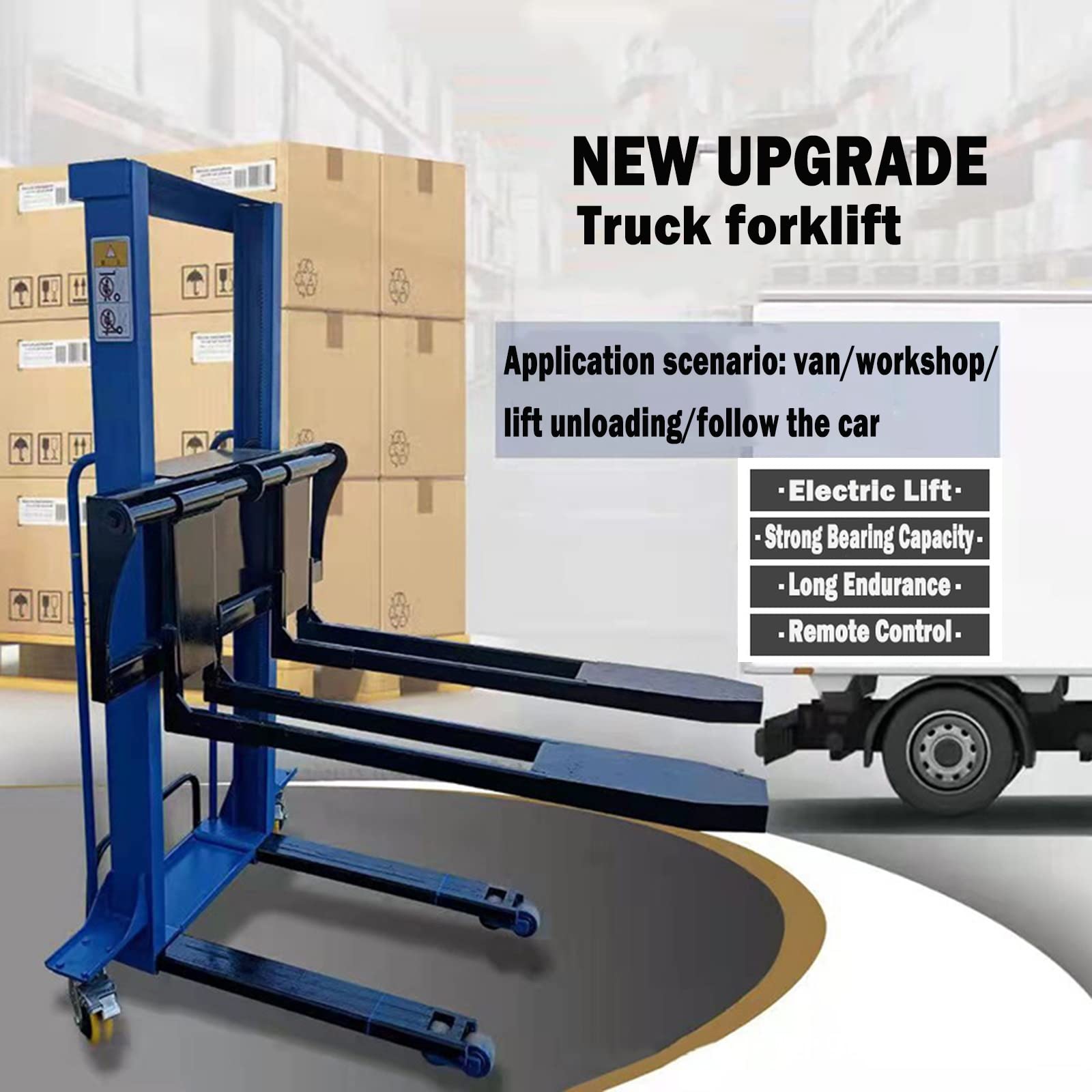 Semi Electric Forklift Pallet Stacker - Hydraulic Hand Truck with Remote Control, 2200lbs Capacity, 51
