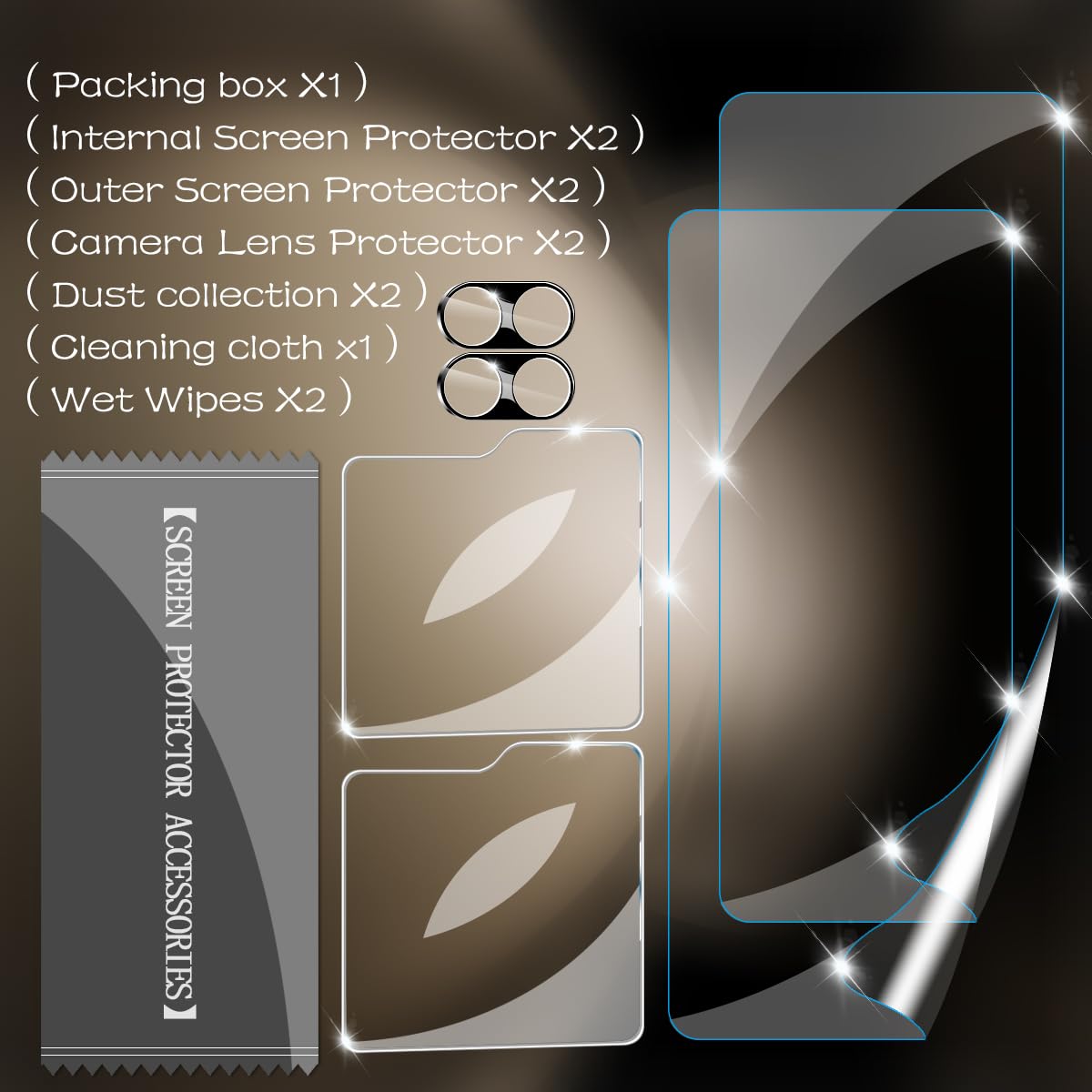 BIGFACE [6 in 1] Screen Protector Kit for Samsung Galaxy Z Flip 5 - 2 Pack Flexible Film Screen Protectors + 2 Pack Tempered Glass Back Protectors + 2 Pack Camera Lens Protectors - Perfect for Everyday Protection and Scratch Resistance