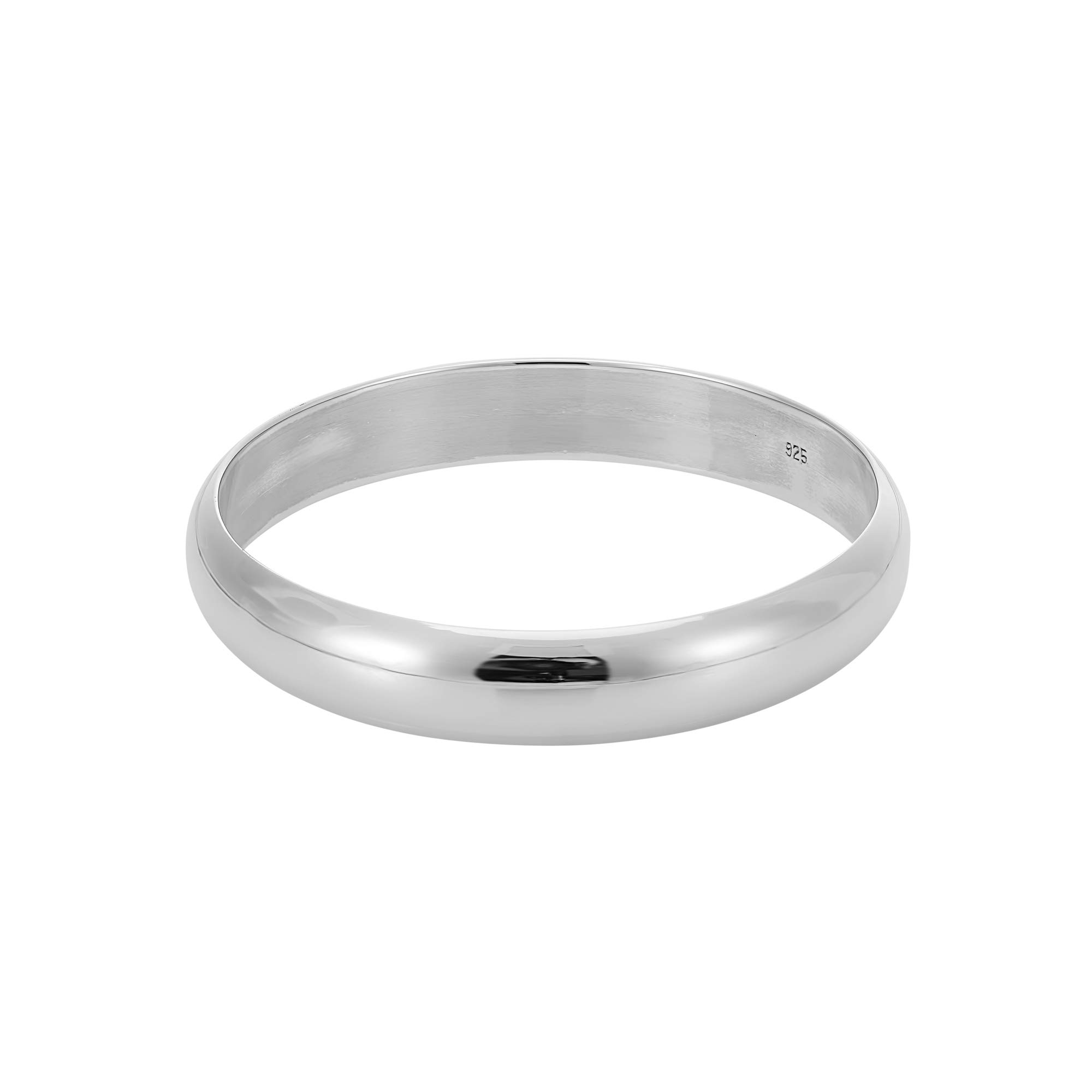 925 Sterling Silver Bangle Bracelet for Women - Round Wide Curved Tube Design - Classic Minimalist Stackable Jewelry - Perfect Gift for Wife, Mom & Aunt - Ideal for Everyday Wear, Office & Special Occasions