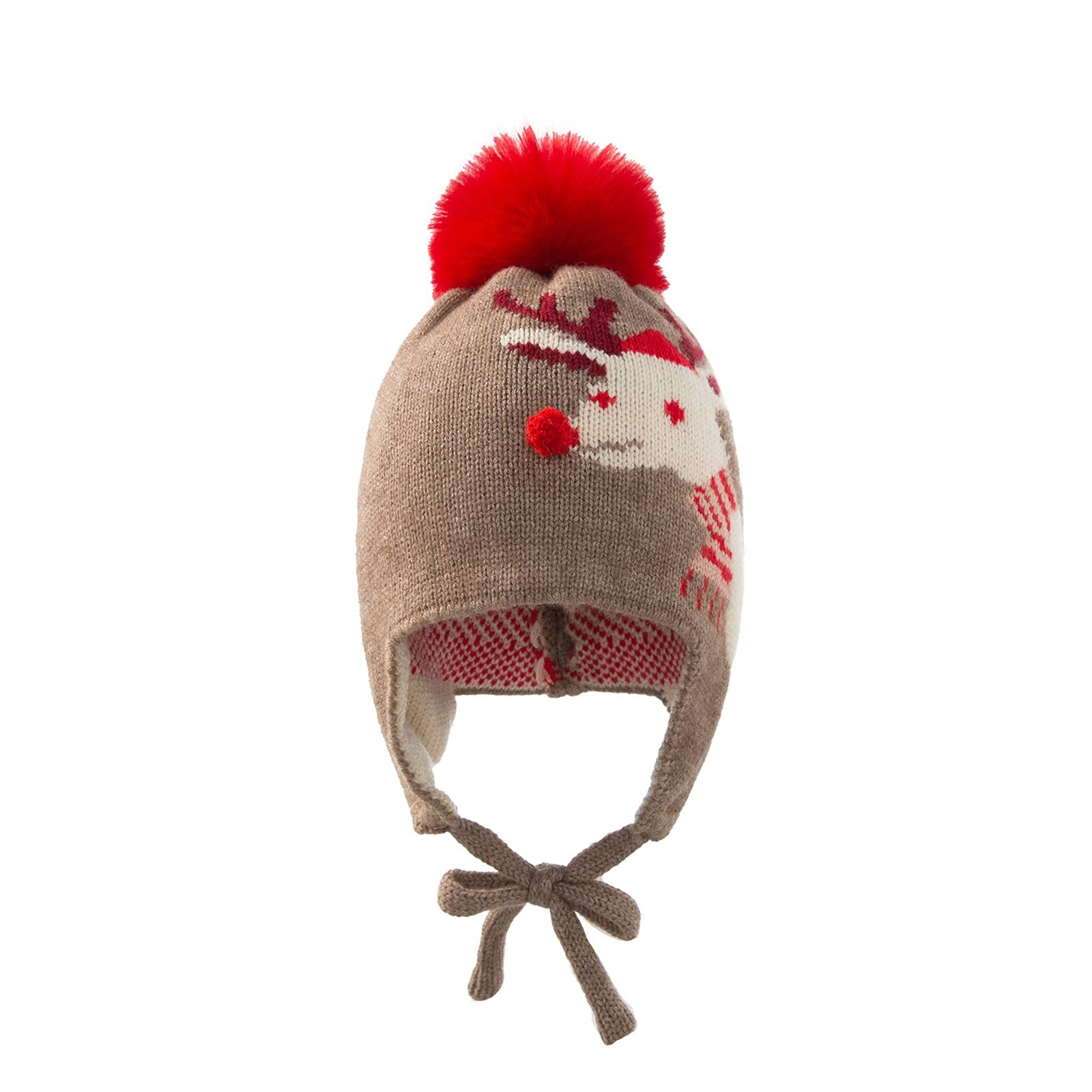Baby Winter Hats for Boys & Girls - Warm Knitted Plush Hooded Cap for Cold Weather - Christmas Snow Hat for Outdoor Activities & Winter Play