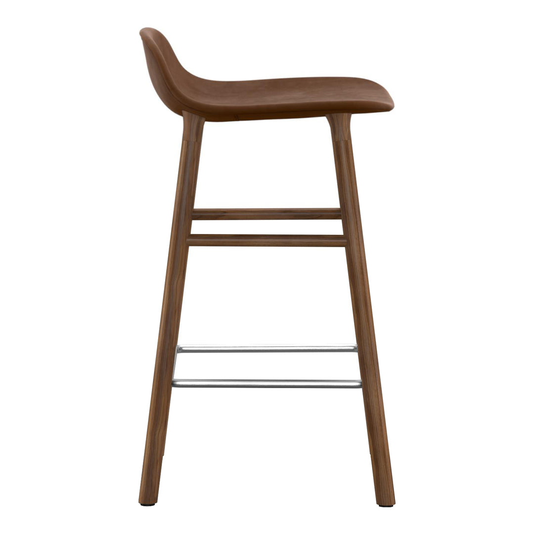 Modern Form Bar Stool with Wooden Legs & Upholstered Seat - Perfect for Kitchen Islands, Home Bars & Dining Counter Height Tables