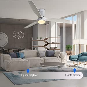 Sofucor 52-Inch Low Profile Ceiling Fan with Lights - Flush Mount Modern Wood Ceiling Fan with Remote Control, 3 Reversible Solid Wood Blades, Noiseless DC Motor - Perfect for Bedroom, Living Room & Office
