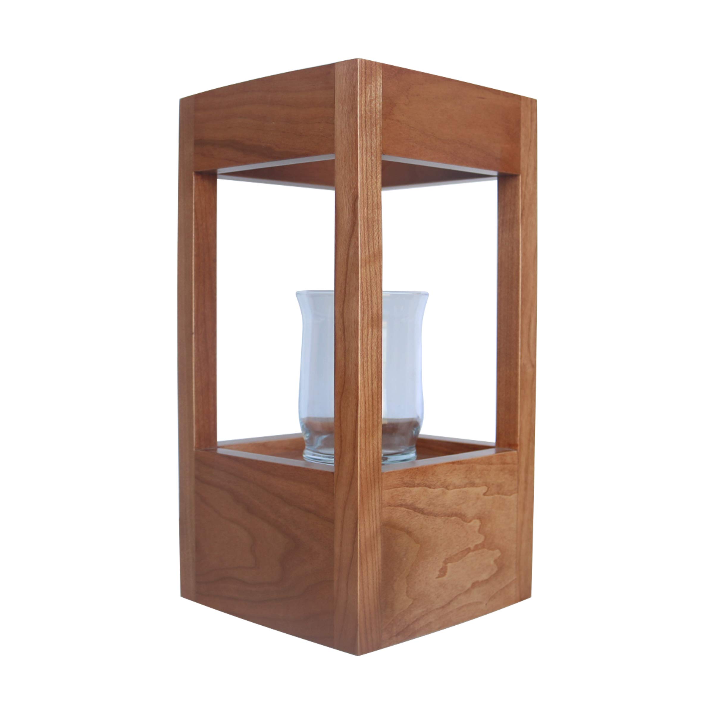 Lifesong Milestones Solid Cherry Wood Cremation Urn for Human Ashes - Memorial Lantern & Sympathy Candle Holder - 6.5”x6.5”x13” - Perfect for Funeral Keepsakes, Memorial Services & Home Remembrance Displays