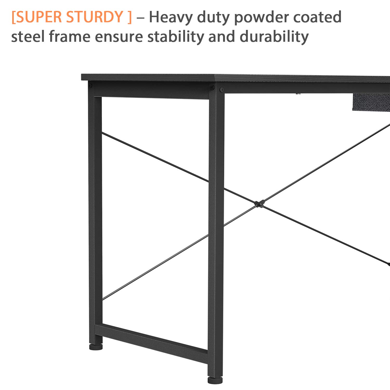 Foxemart 47 Inch Computer Desk - Modern Home Office Desk with Storage Bag & Drawer, Study Writing Workstation for Small Spaces, Black & White - Perfect for Remote Work, Online Learning & Gaming Setup