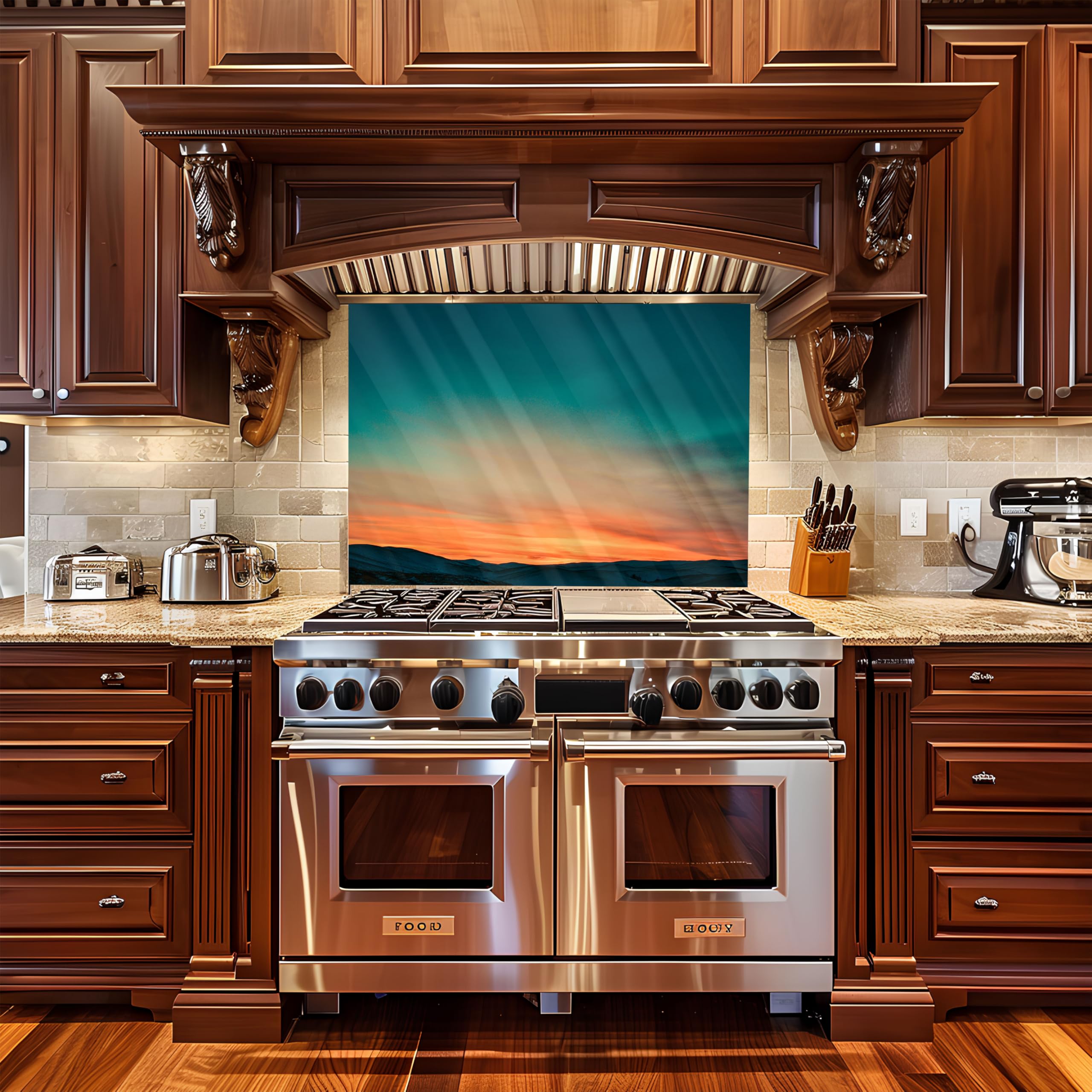 Heat Resistant Tempered Glass Kitchen Backsplash - Peel and Stick Stove Backsplash for Easy Cleaning | Perfect for Modern Kitchens, DIY Home Renovation & Apartment Upgrades