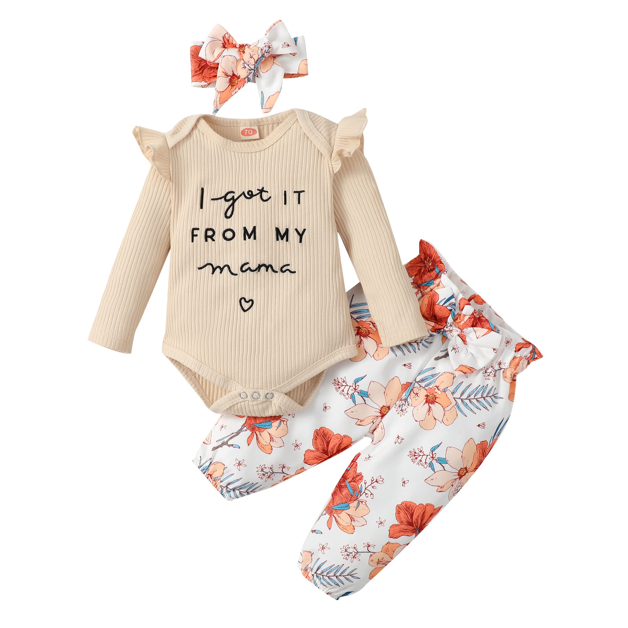 **Adorable Newborn Baby Girl Clothes Set - Floral Romper, Ruffle Onesie, Pants & Headband - Cute Infant Outfits for 0-12 Months - Perfect for Photo Shoots, Parties & Daily Wear**