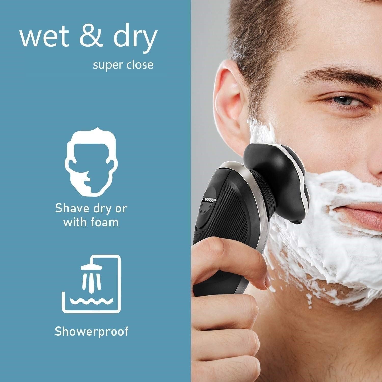 Premium Men's Electric Shaver - Wet/Dry Rechargeable Rotary Razor with Smart Cleaning System | 600mAh Lithium Battery | Black Metallic Finish | Perfect for Travel & Daily Shaving at Home/Office