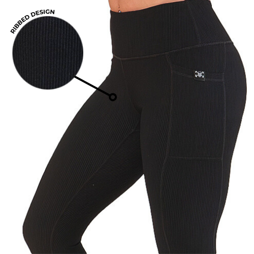 High Waist Ribbed Leggings for Women - Stretchy & Comfortable Black Yoga Pants - Perfect for Workout, Lounge & Everyday Wear
