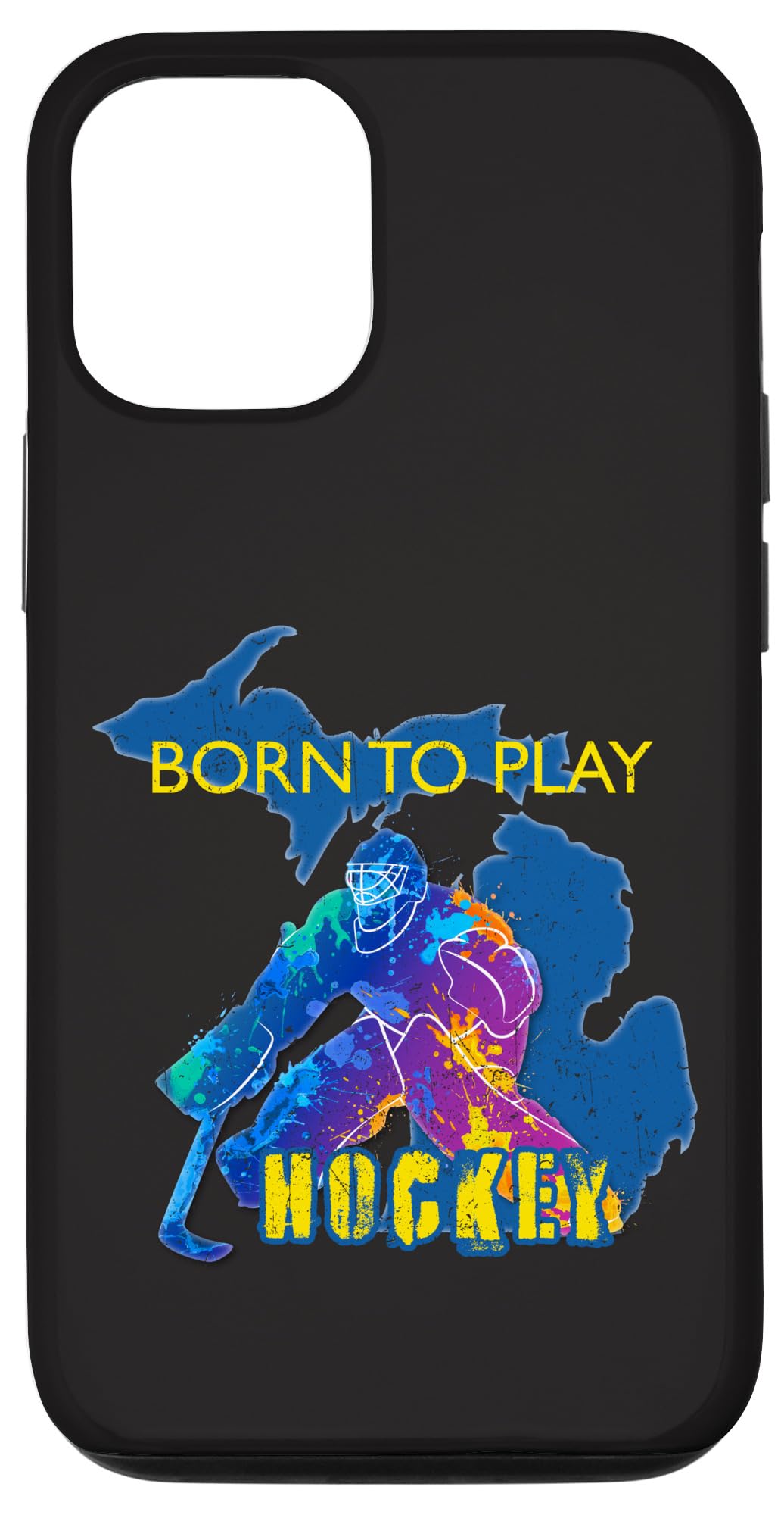 iPhone 12/12 Pro Shockproof Case for Kids - Michigan Hockey Player & Goalie Design - Perfect for Youth Sports, School & Outdoor Activities