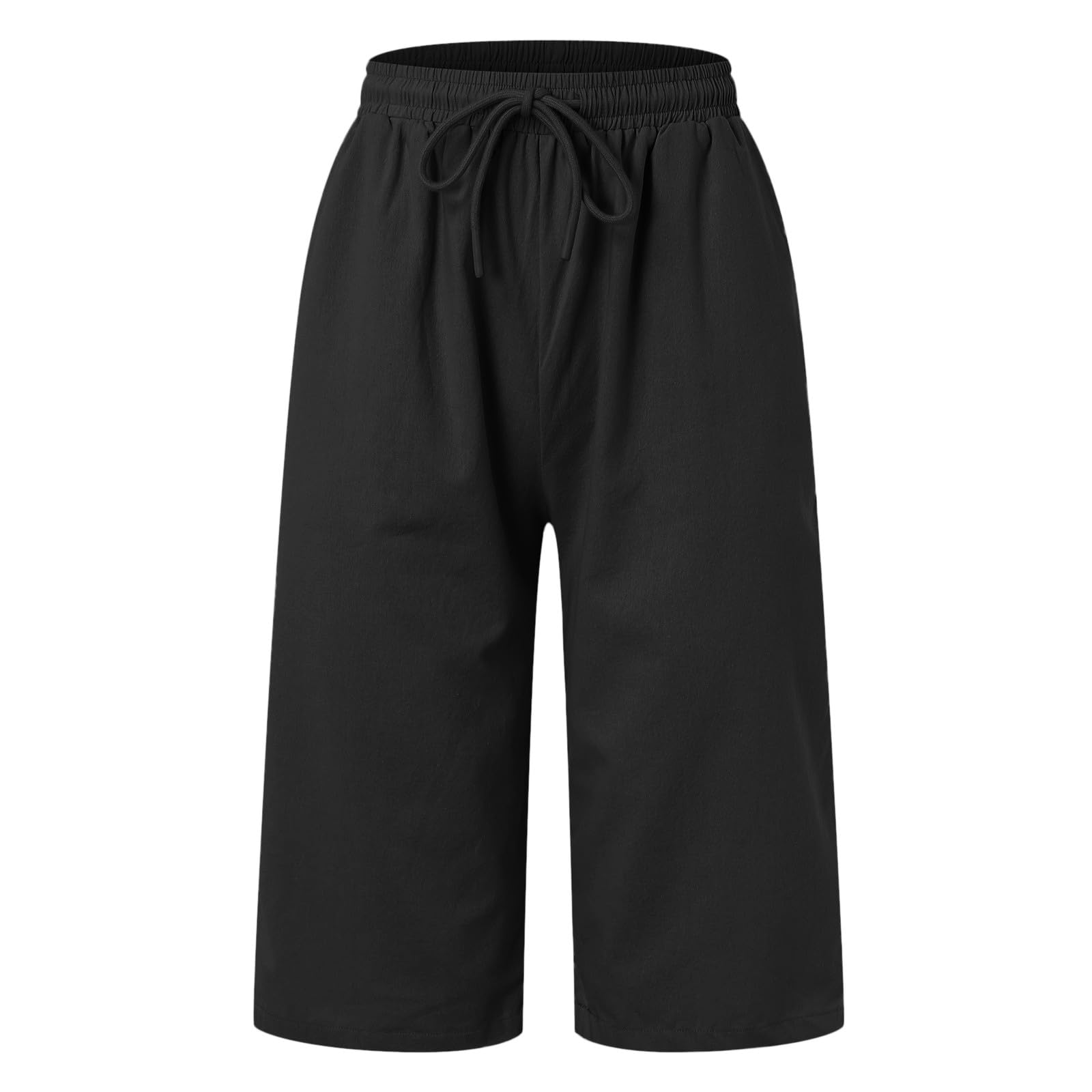Women's Linen Bermuda Shorts - Elastic Waist with Pockets | Summer Casual Wear