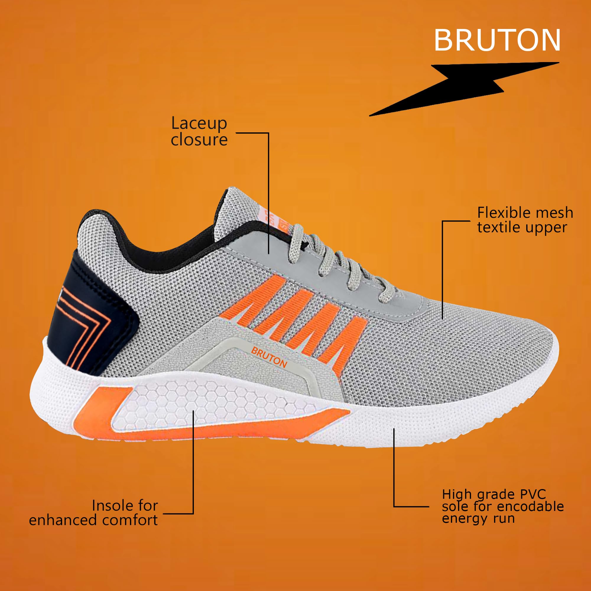 BRUTON Trendy Casual & Sports Running Shoes for Men & Women - Lightweight Comfortable Sneakers for Walking, Jogging, Gym Workouts and Daily Wear
