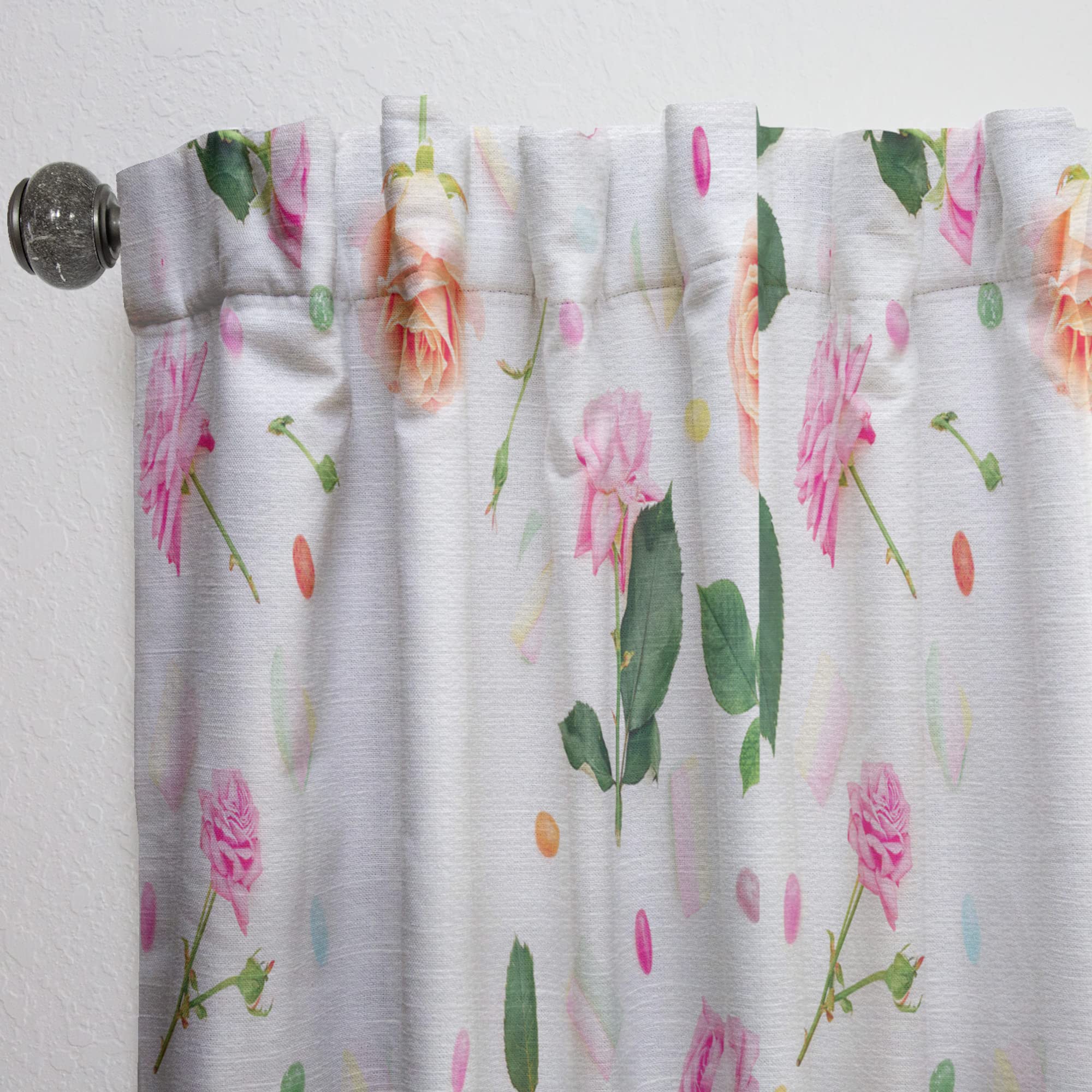 DesignQ Floral Botanical Retro VI Thermal Insulated Curtains - Single Panel 52x108 - Elegant Window Treatments for Bedroom & Living Room | Perfect for Home Decor, Light Control & Energy Efficiency
