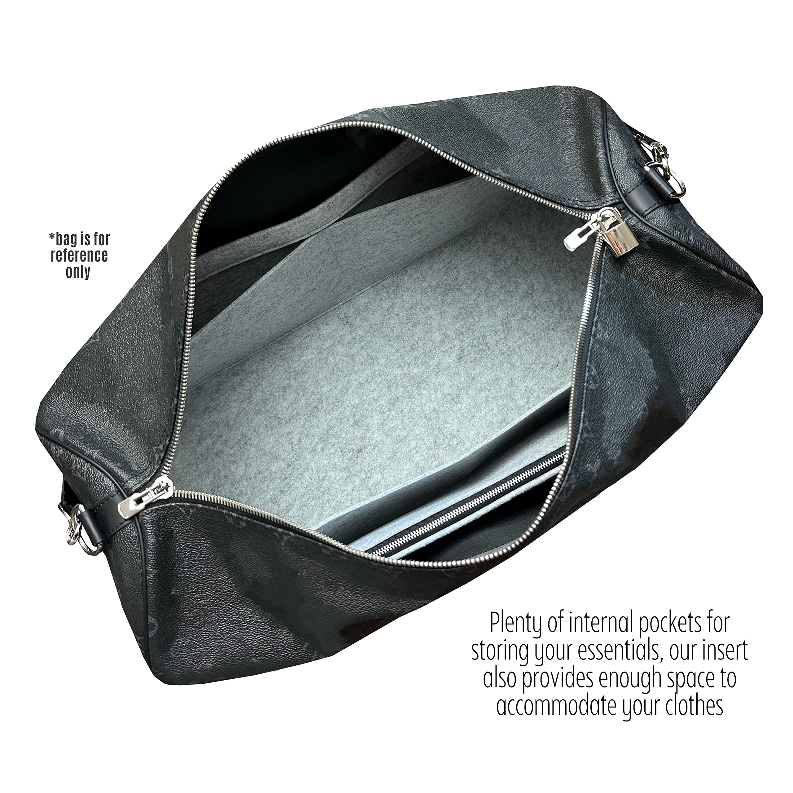 Premium Keepall Bag Organizer Insert - Handmade 3mm Thick Double-Layered Base Shaper for Louis Vuitton Keepall 45 & 50 (Scarlet Red) | Felt Lining, Snug Fit, Sturdy Structure | Perfect for Travel, Business Trips & Weekend Getaways