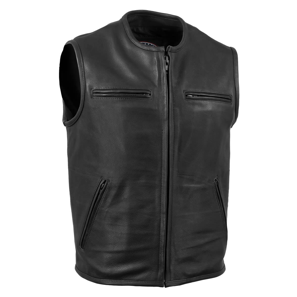 Premium Black Leather Motorcycle Vest for Men - Made in USA by Milwaukee Leather | Durable Biker Rider Vest for Harley, Cruiser & Adventure Riding