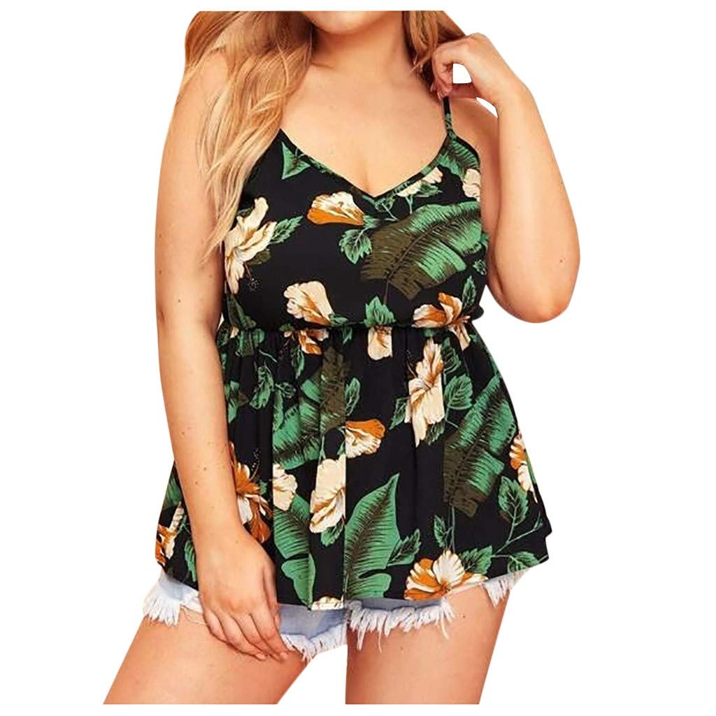 Fashion Women's V-Neck Sleeveless Graphic T-Shirt - Plus Size Casual Tank Top for Summer Outfits