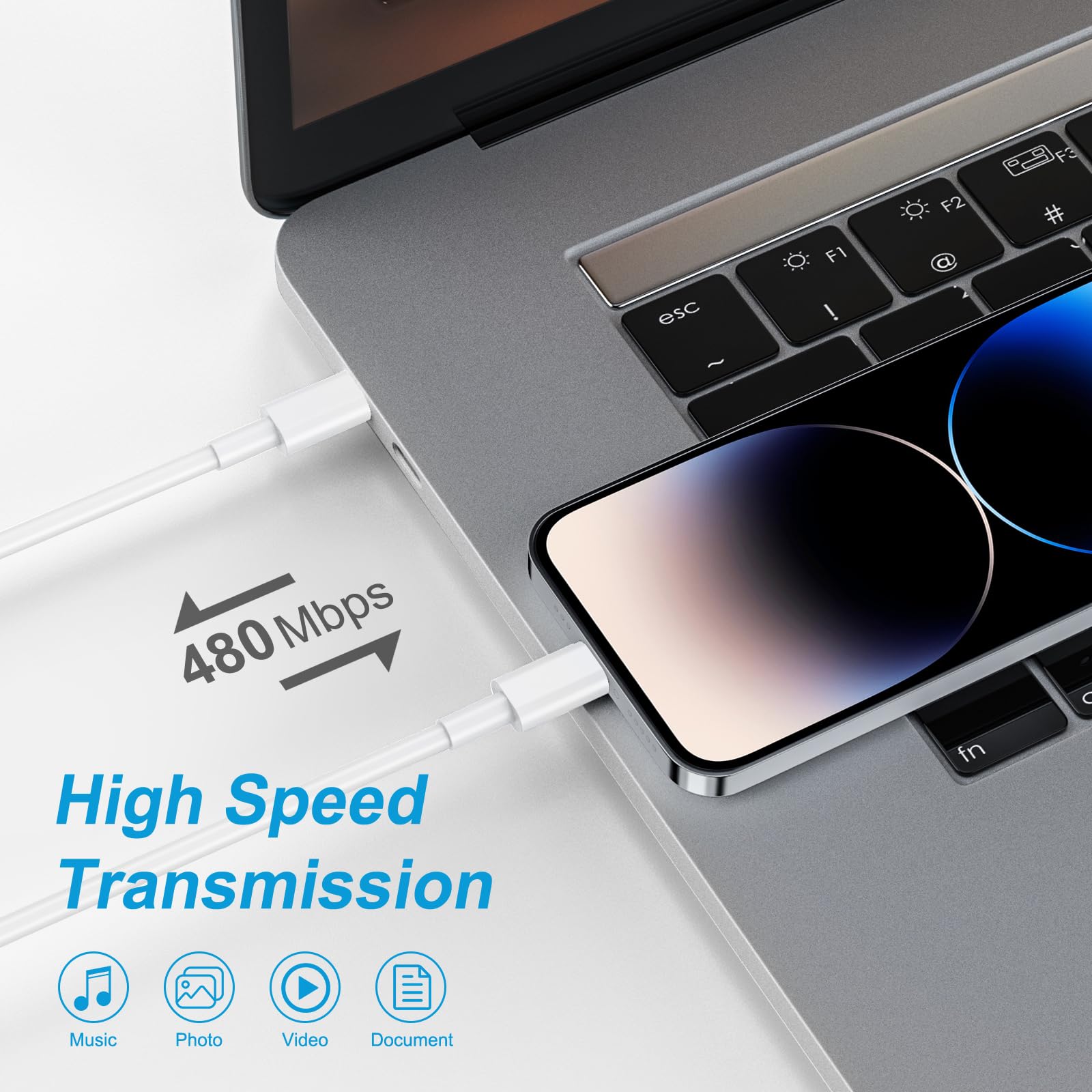 [3 Pack] 20W USB C Fast Charger Block & 6Ft iPhone Charger Cable - Compatible with iPhone 14/13/12/11/Xs/8 & iPad - Perfect for Home, Office, Travel & Car Charging