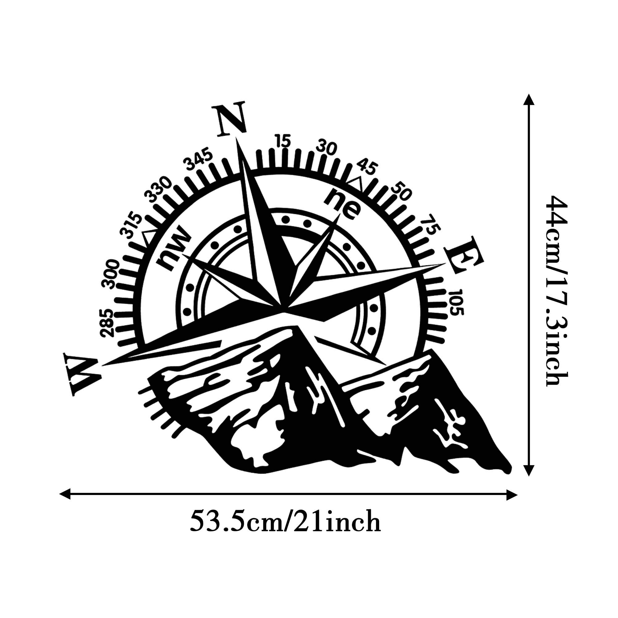 TOMALL 21''x17.3'' Waterproof Vinyl Mountain Compass Decal Sticker for Car Hood, SUV, Off-Road Vehicles - Universal Fit for Side Door, Trunk & Body - Black (Perfect for Outdoor Adventures & Off-Roading Enthusiasts)