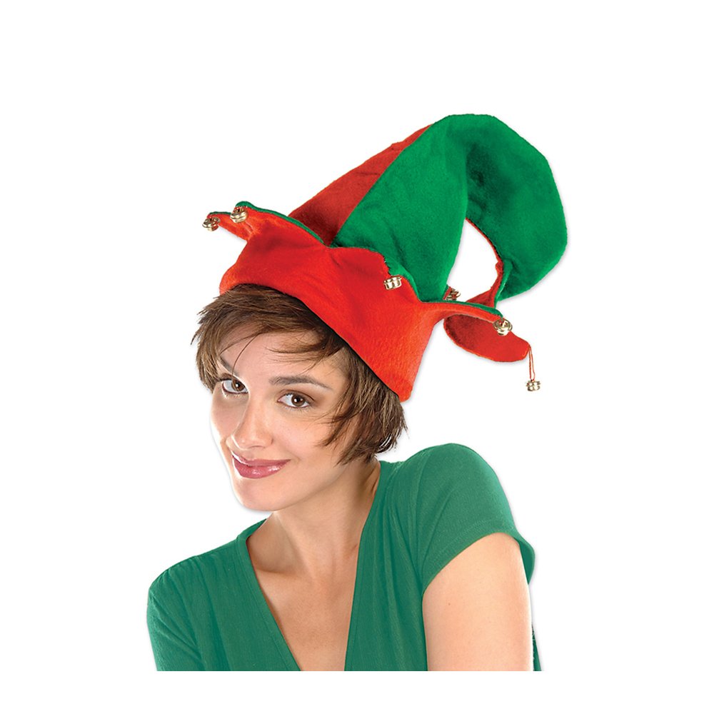 Beistle Christmas Party Felt Elf Hat with Jingle Bells - 12 Pack (1 per Card) for Holiday Costumes, Xmas Festivities & Ugly Sweater Parties