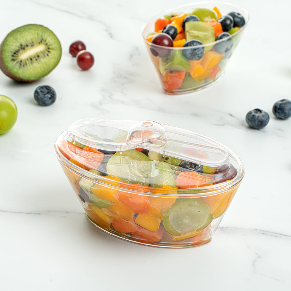 4 oz Clear Plastic Deli Containers with Lids & Sporks - 100 Pack (4.5
