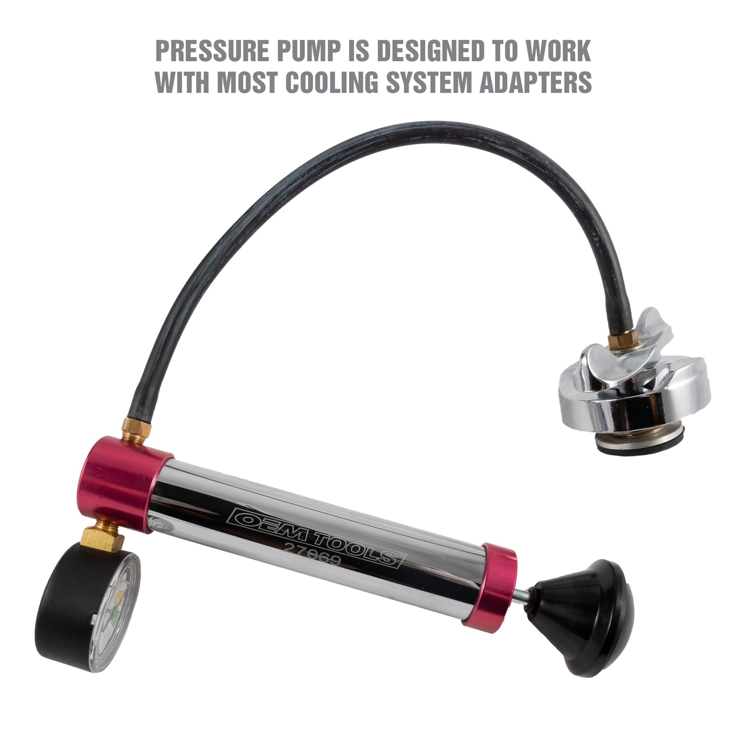 OEMTOOLS 27068 Universal Cooling System Pressure Test Kit - Automotive Radiator & Coolant System Pressure Tester - Diagnostic Tool for Radiator & Reservoir Leaks Detection - Includes 12 Adapters & Durable Case - Perfect for Mechanics & DIY Car Maintenance