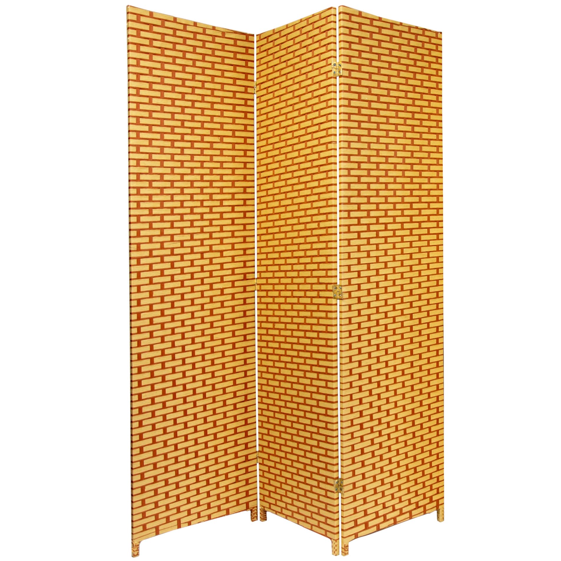 6 ft Tall Red Woven Fiber Lantern Room Divider - Natural/Rust 3 Panel Folding Screen for Home Decor, Asian Style Partition, Living Room & Bedroom Separation
