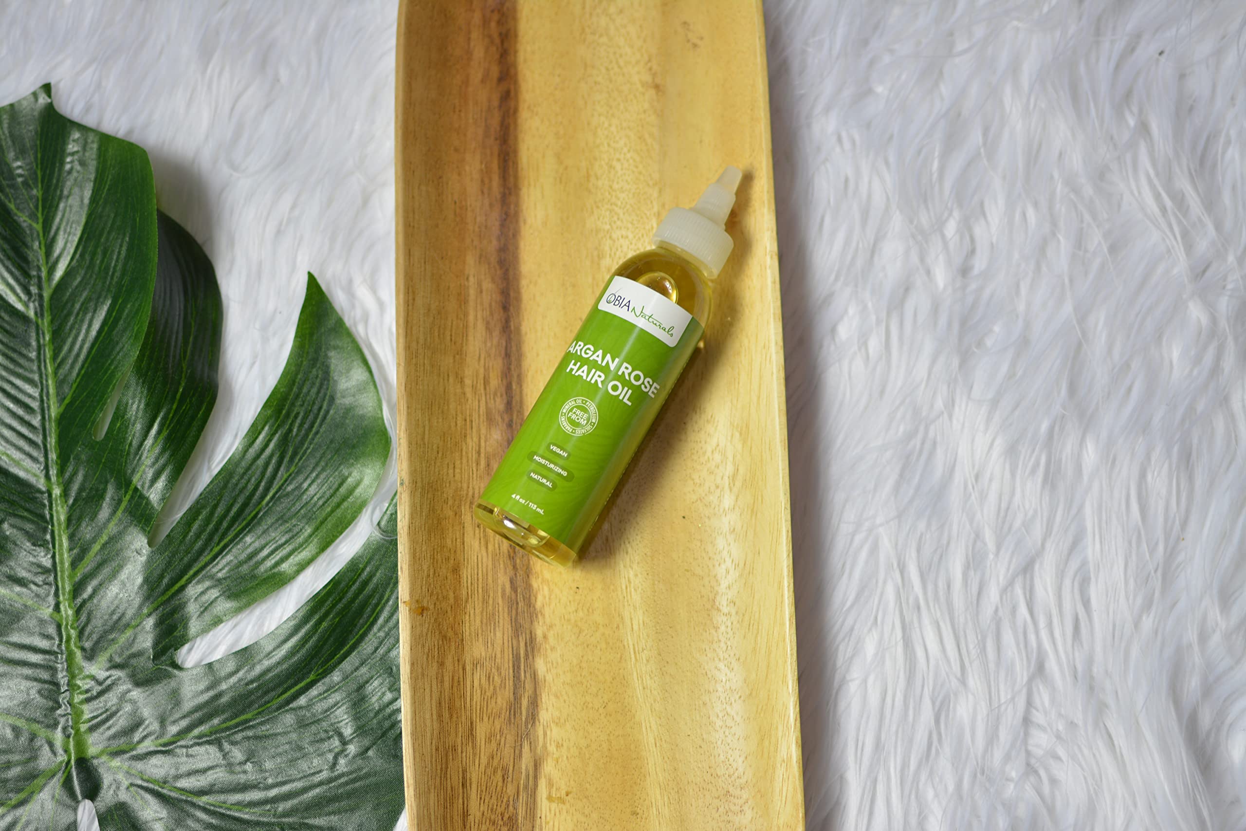OBIA Naturals 100% Pure Argan & Rose Hair Oil for Dry, Damaged Hair - 4oz | Hydrating & Nourishing Treatment for Shine & Growth - Perfect for Daily Use, Styling & Split Ends Repair