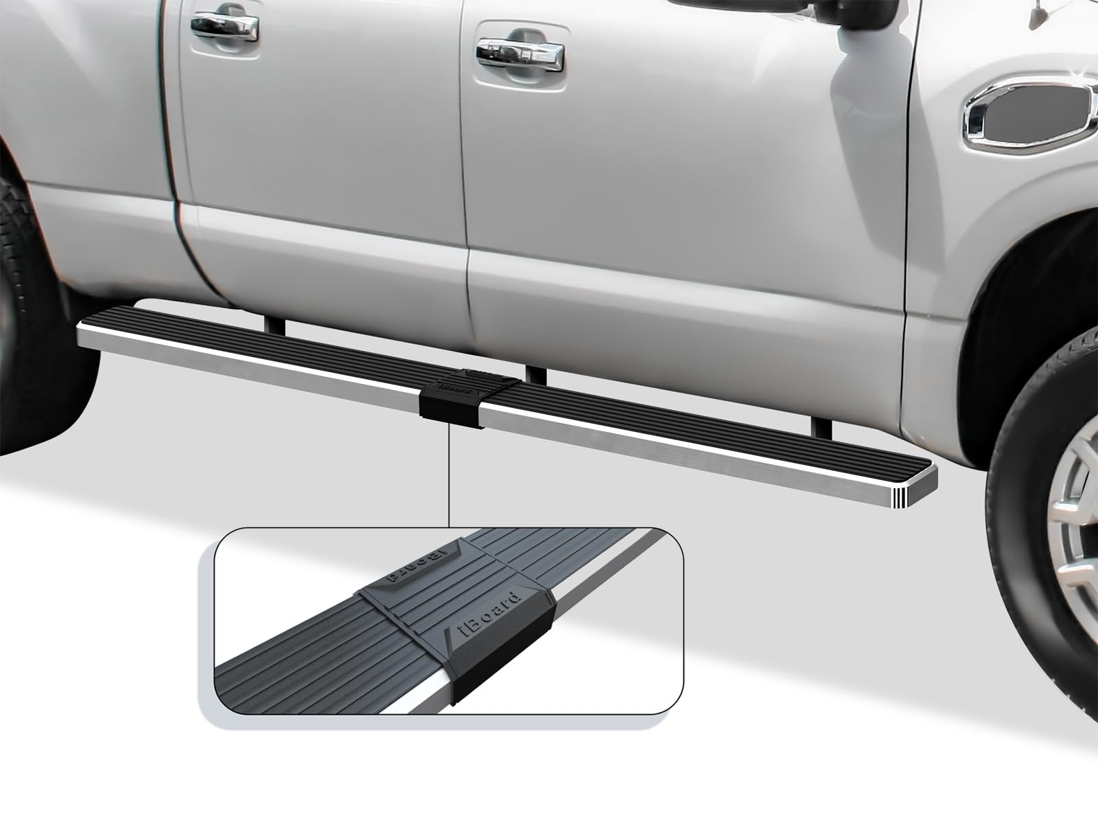 304 Stainless Steel Running Boards Nerf Bars Side Steps for Nissan Titan 2004-2025 Crew Cab 6.5ft Bed & Titan XD 2016-2025 - Silver 6in Wheel-to-Wheel Design (Excludes 2016 Models) | Durable Off-Road Protection & Easy Step Access for Trucks & SUVs