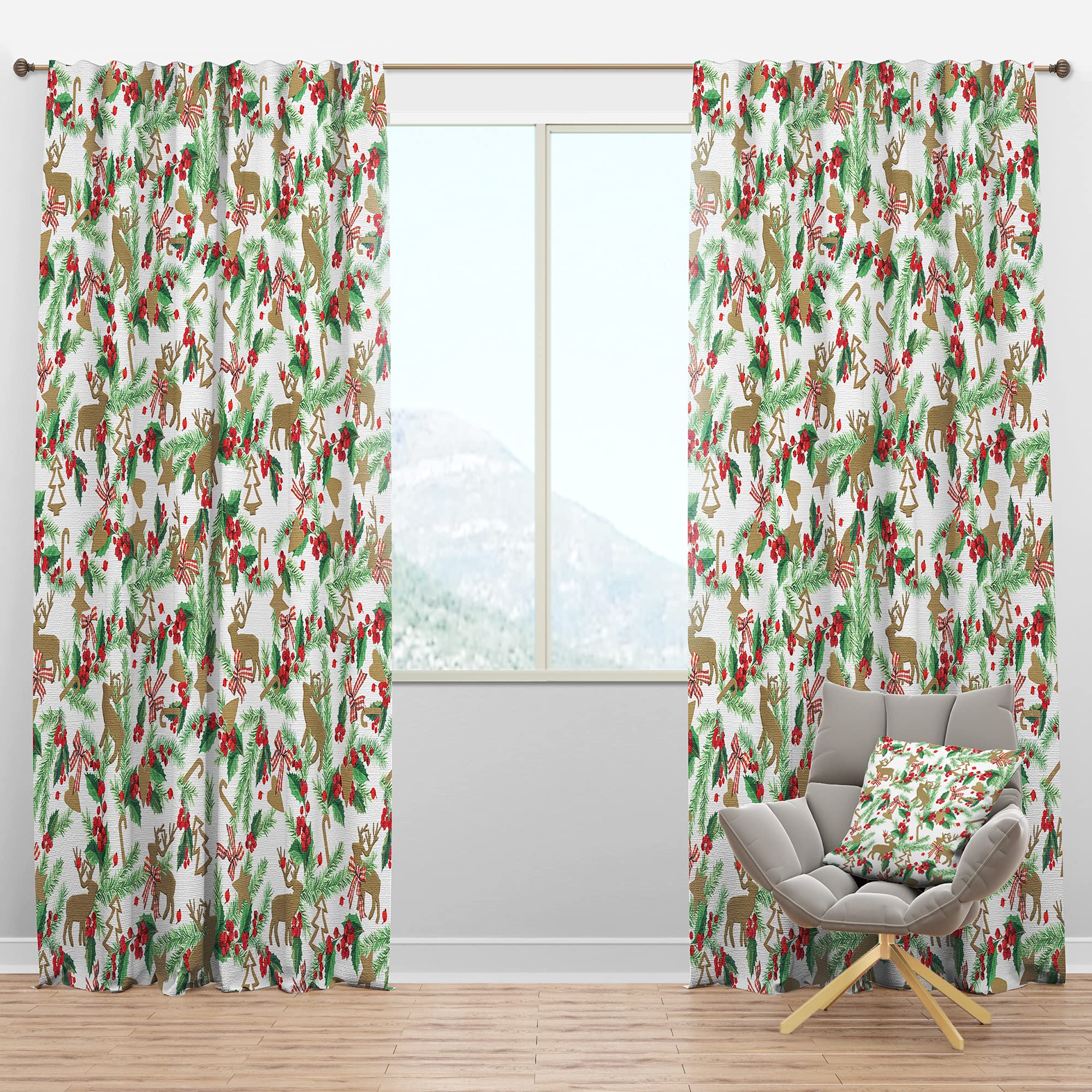 DesignQ Blackout Curtains - Christmas Themed Illustration - Thermal Insulated Bedroom & Living Room Drapes (52x90, Single Panel) - Perfect for Holiday Decor & Light Control
