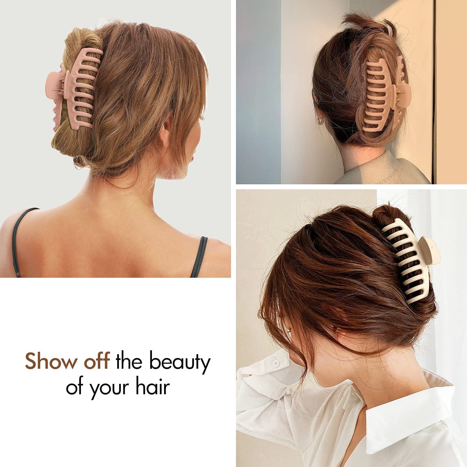 4 Pack Large Hair Claw Clips for Women - Non-Slip Strong Hold French Style Hair Clips for Thick Hair | Perfect for Updos, Ponytails & Everyday Hairstyles