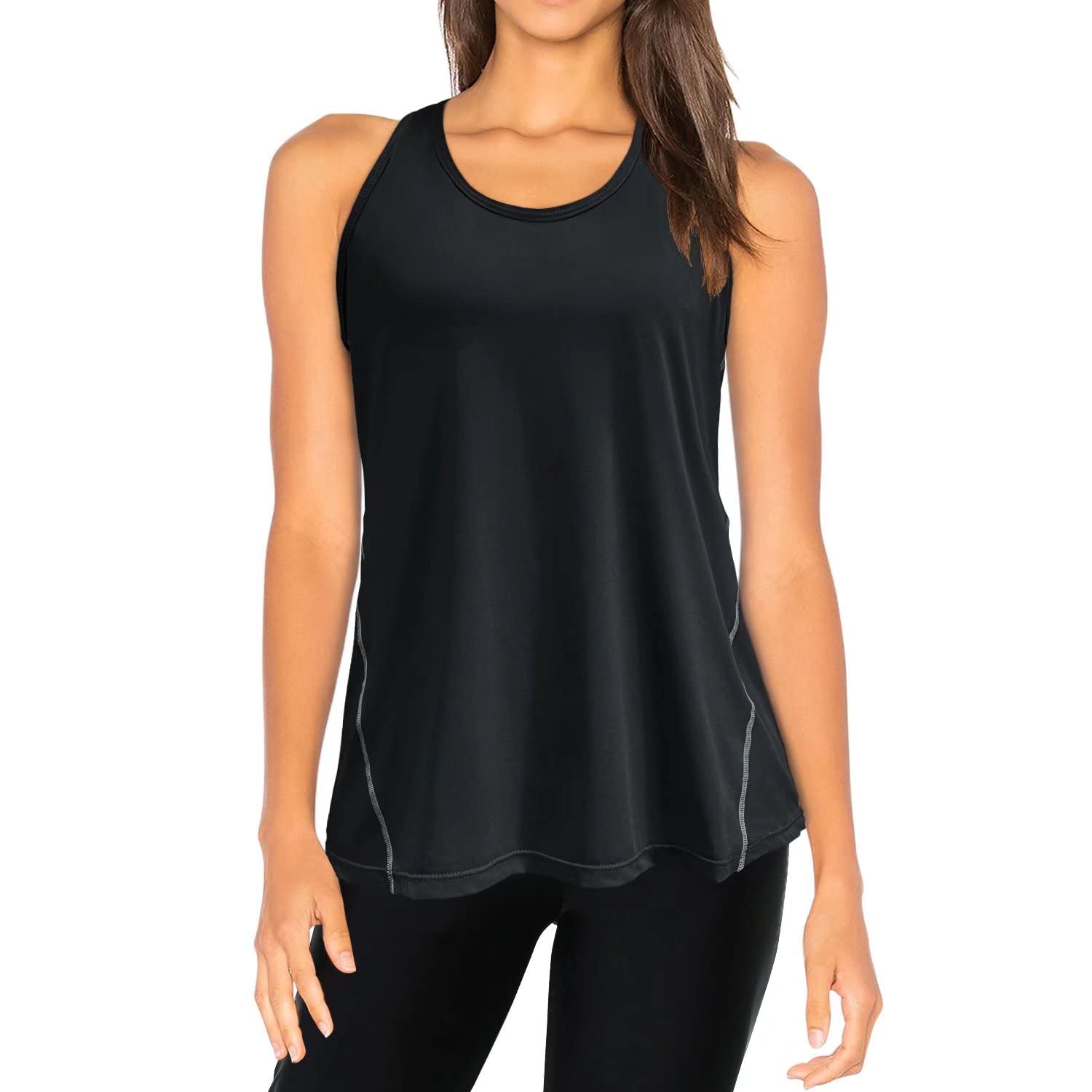 HISOKOI Women's Workout Tank Tops - Sleeveless Racerback Yoga Shirts for Running, Gym & Fitness - Breathable Loose Fit Activewear for Yoga, Pilates & Summer Sports