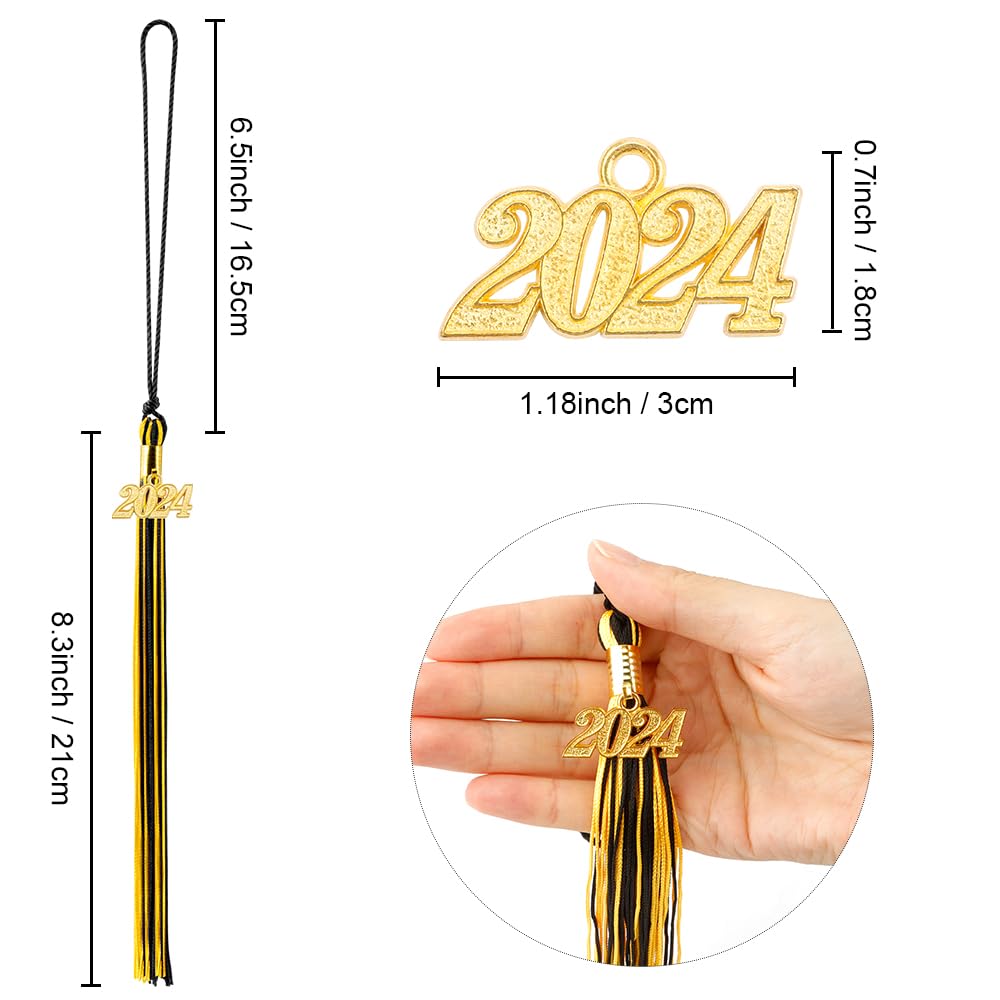 2024 Graduation Tassel & Cap Decorations - Black Gold High School Graduation Party Supplies, Commencement Accessories for Gifts (Perfect for Graduation Ceremonies, Photo Props & Celebration Decor)