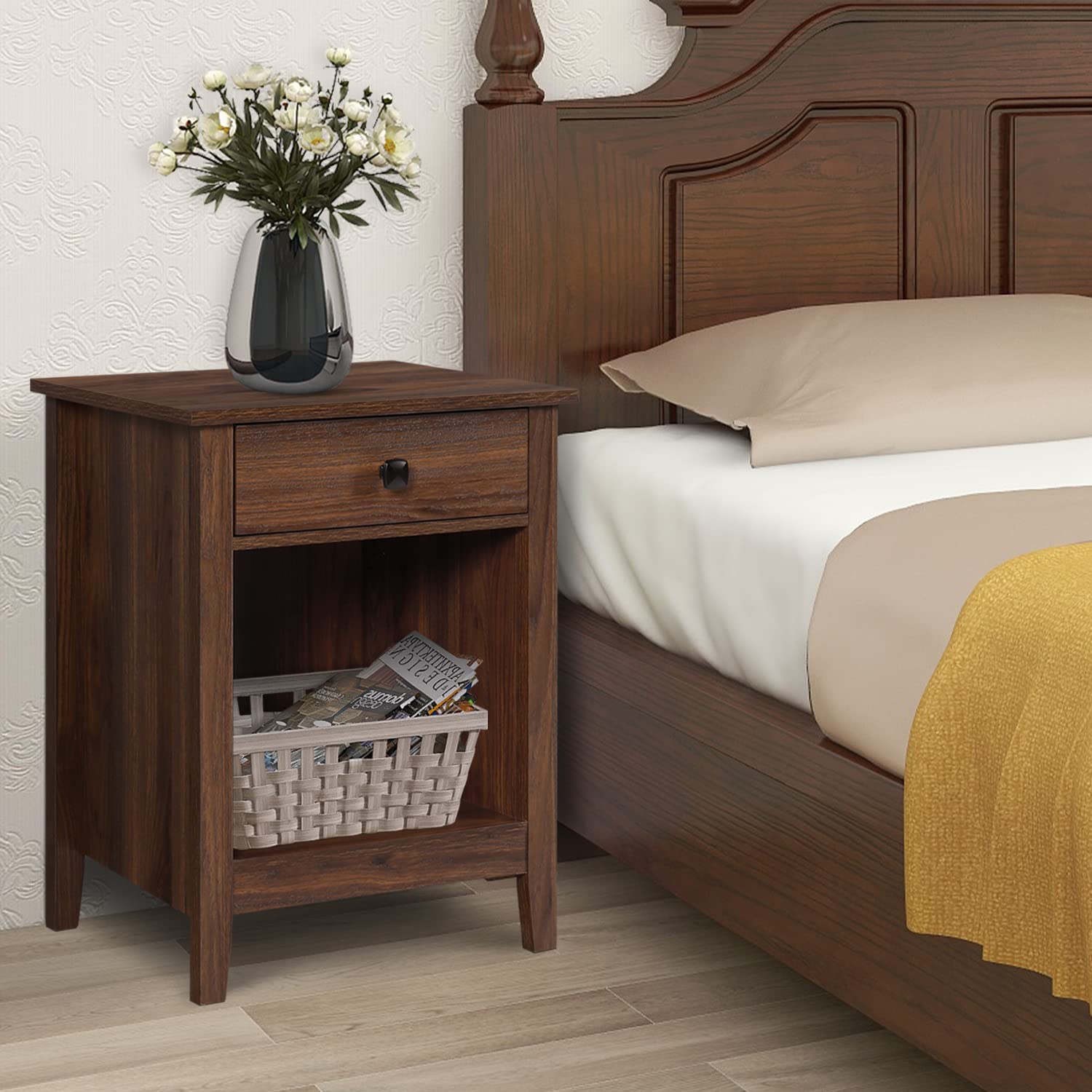 Vikiullf 3-Piece Bedroom Set - 7-Drawer Dresser & 2 Nightstands, Solid Wood Double Dresser in Brown | Perfect for Master Bedroom, Guest Room & Apartment Furniture