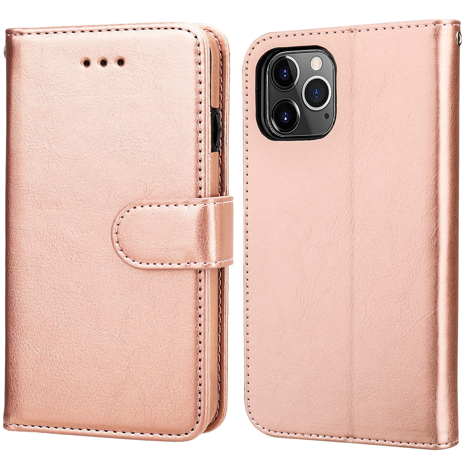 Premium PU Leather iPhone 11 Pro Wallet Case with Card Holder & Kickstand - Shockproof Flip Cover with Wrist Strap for iPhone 11 Pro 5.8