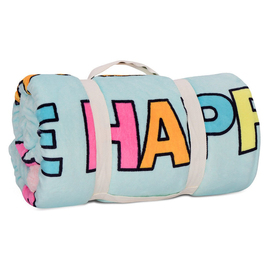 iScream Be Happy Sherpa Blanket - Ultra Soft & Cozy Flannel Fleece Throw Blanket for Bed, Couch & Travel - Perfect for Winter, Gifts & Home Decor