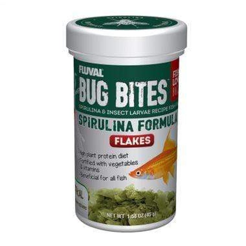 Fluval Bug Bites Spirulina Flakes - Premium Tropical Fish Food for Betta, Goldfish & Cichlids - Enhances Color & Growth - Ideal for Freshwater Aquariums & Fish Tanks