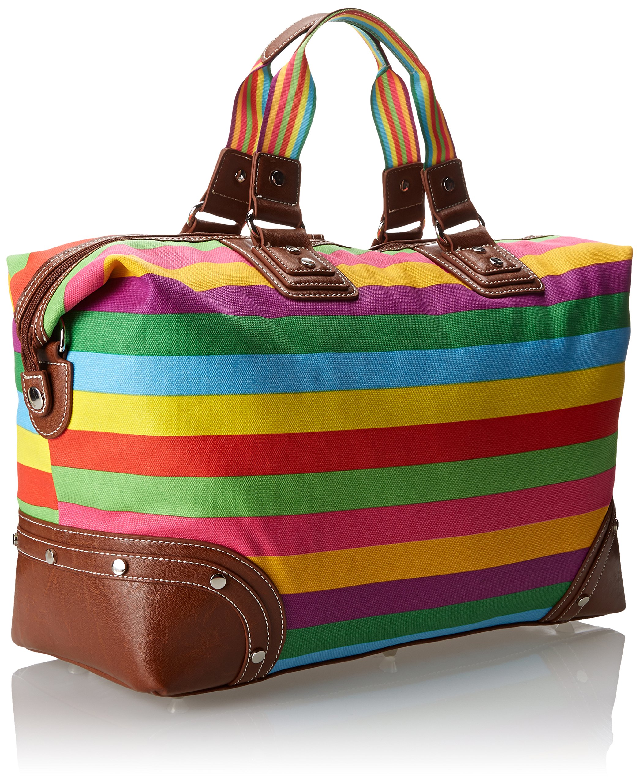 Stylish Sydney Love Canvas Stripe Overnight Bag - Large Travel Tote for Women, Weekend Getaways & Gym Essentials | Perfect Carry-On for Airplane, Beach Trips & Work Commute