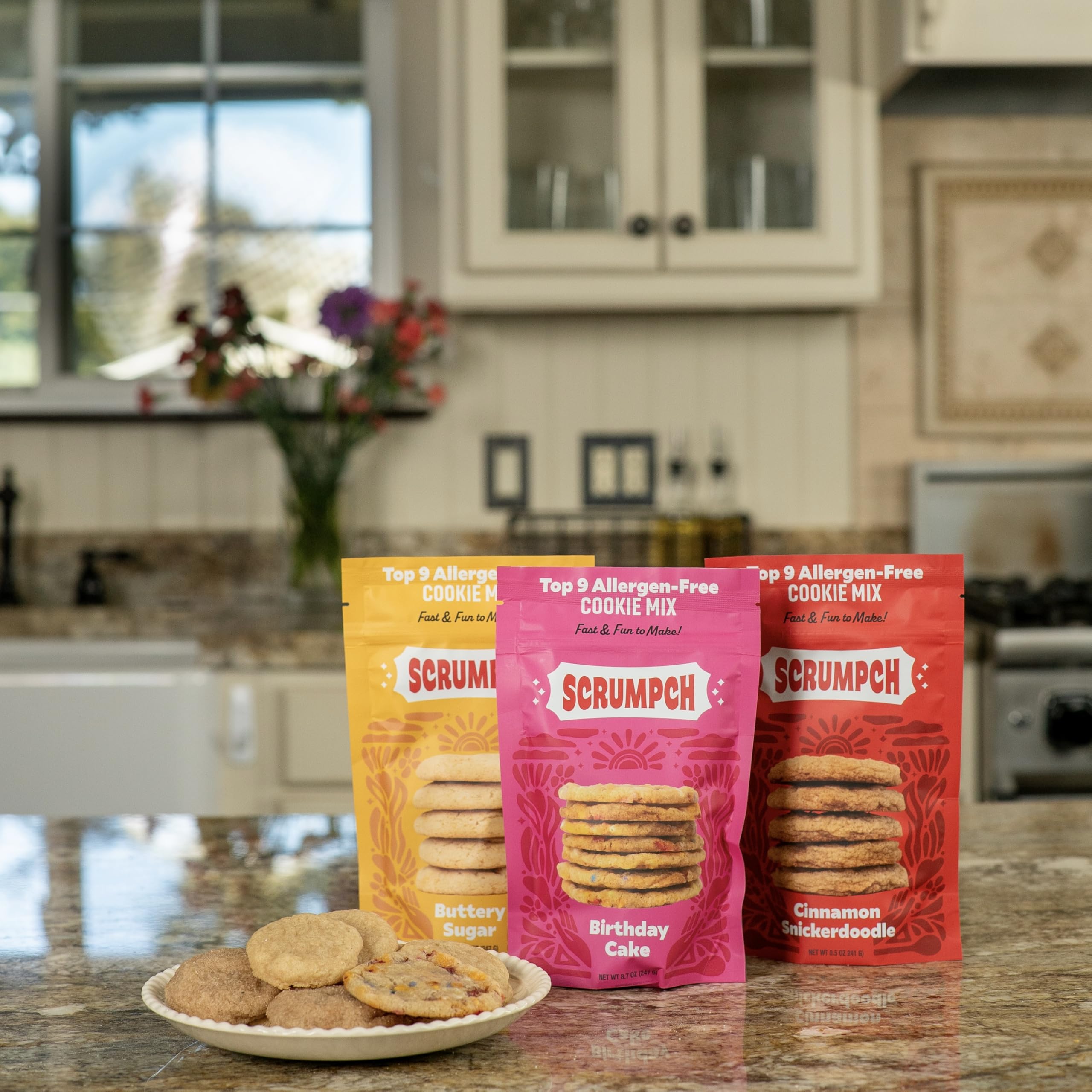 Scrumpch Holiday Cookie Mix Variety Pack - Birthday Cake, Cinnamon Snickerdoodle & Buttery Sugar (3-Pack) | Gluten-Free, Vegan, Allergen-Free Baking Mix | Perfect for Christmas Gifts, Party Favors & Family Baking