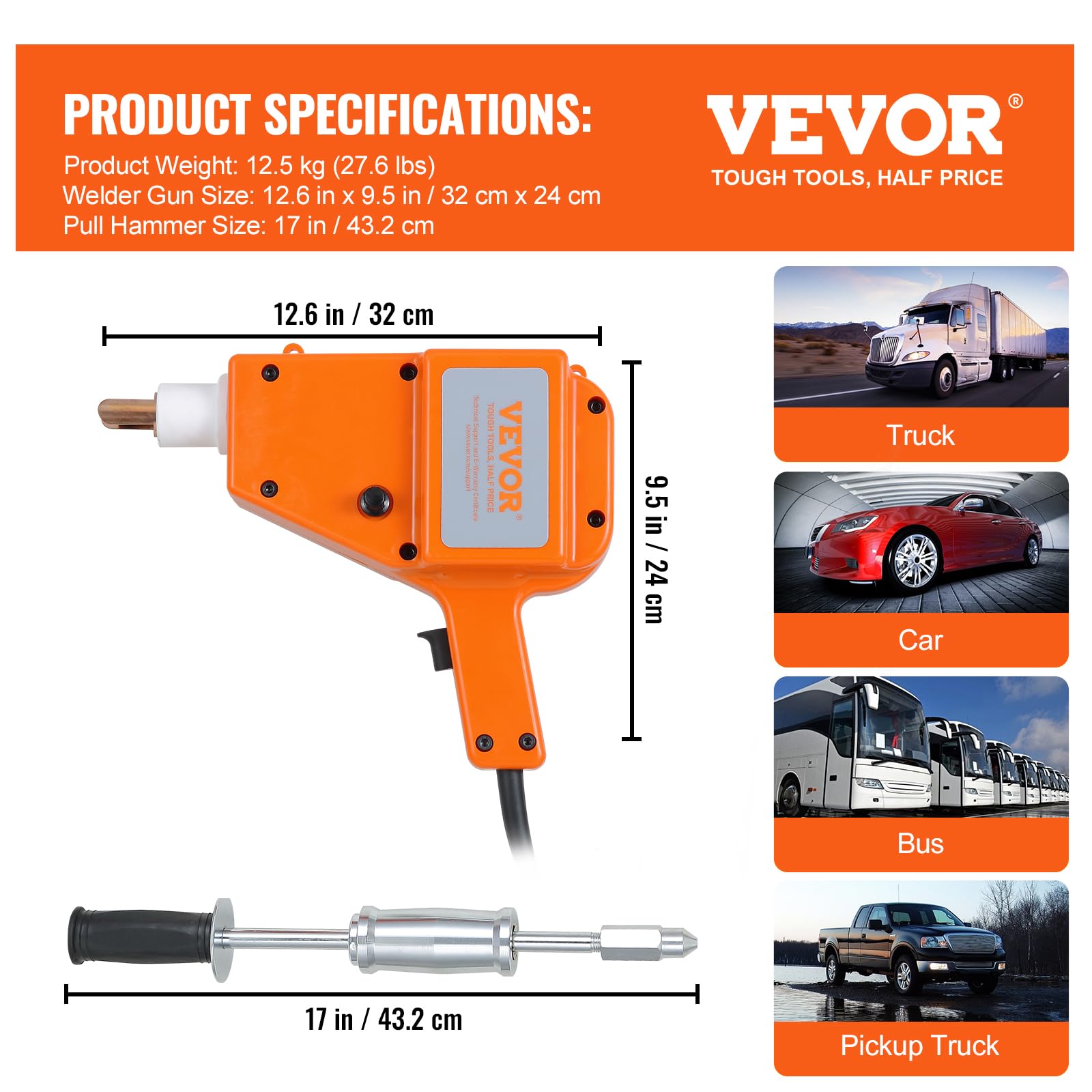 VEVOR 5500 Stud Welder Kit - 800VA Spot Welder with Dent Puller for Auto Body Repair, 110V Stud Welder Gun with Complete Accessories (Perfect for Car Dent Removal & Metal Fabrication)