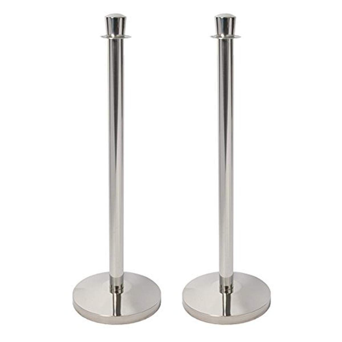 Premium RSLWCH Rope Barrier System Set - Stainless Steel Stanchions with (2) Bases & (2) Posts for Crowd Control, Event Queuing, and VIP Section Separation