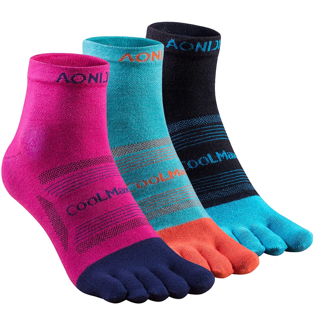 AONIJIE High Performance Running Toe Socks for Men & Women - Breathable Five Finger Athletic Socks for Marathon, Hiking & Workout - Fashionable Non-Slip Sports Socks