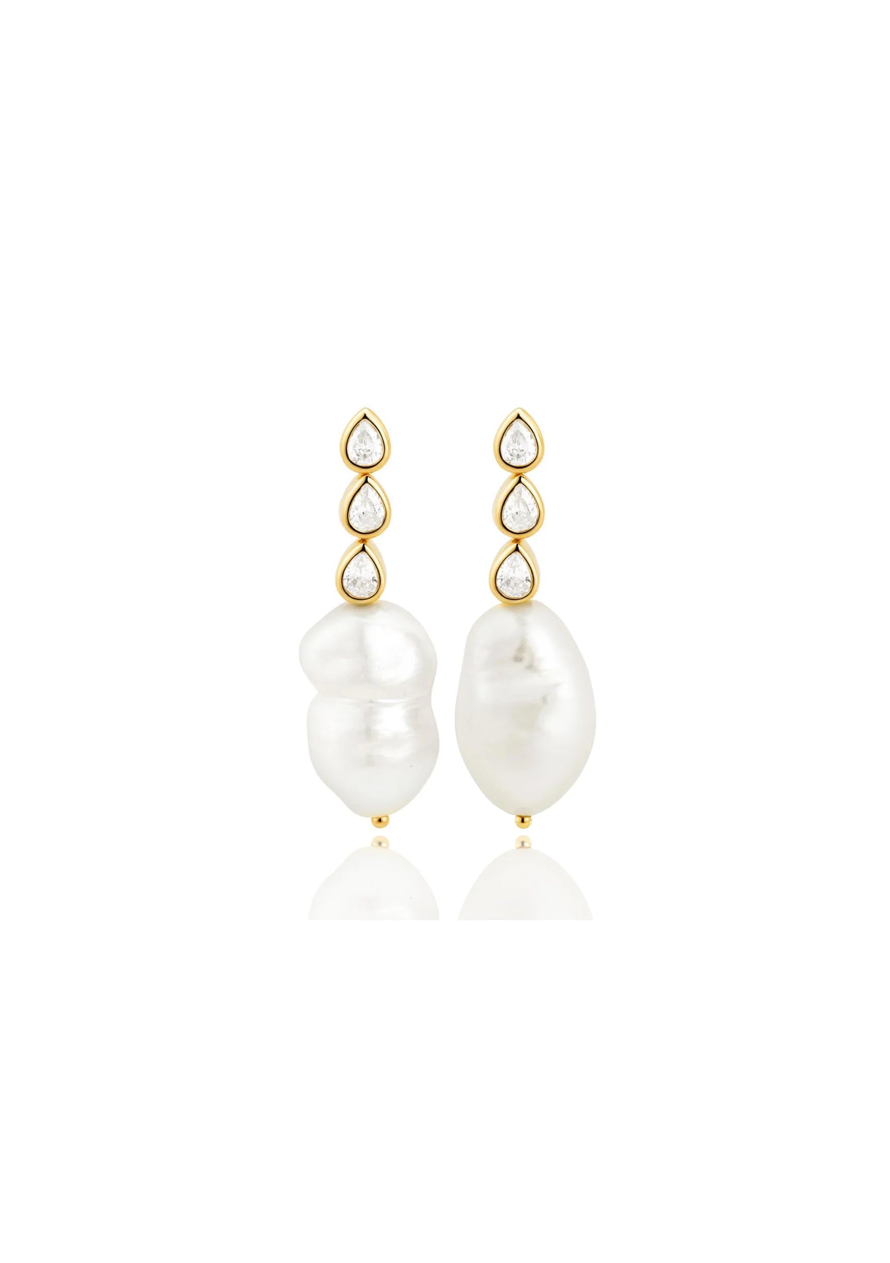 Lola Knight Parker Crystal & Pearl Bridal Drop Earrings - 18K Gold Plated Wedding Jewelry for Brides, Bridesmaids & Special Occasions