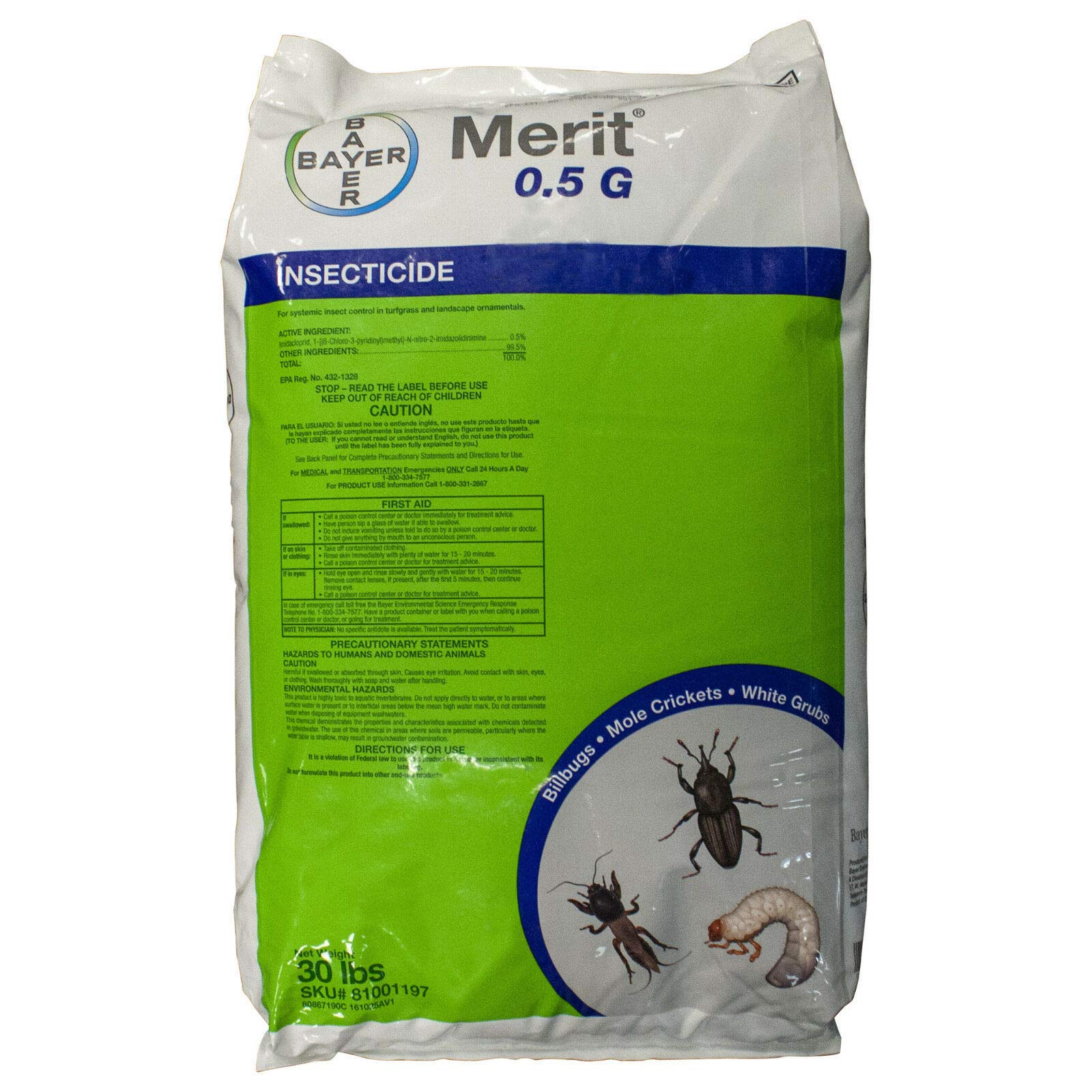 Bayer Merit 0.5 Granular Systemic Insect Control - 30 Pound Bag for Lawns, Gardens & Trees | Effective Pest Prevention for Outdoor Plants