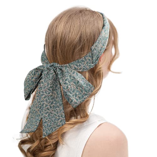 AWAYTR Women's Long Head Wraps & Hair Bands - 3 Pack Chiffon Criss Cross Headbands for Long Thick Hair (Cyan Blue, Red) | Perfect for Yoga, Workouts, and Everyday Styling
