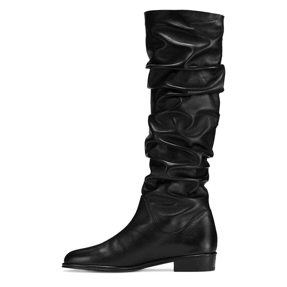 MWOOOK-450 Women's Fashion High Boots with Crinkle Heel & Round Toe - Durable Party Dress Boots for Women (Sizes 2-12) - Perfect for Night Out, Club Wear, and Special Occasions