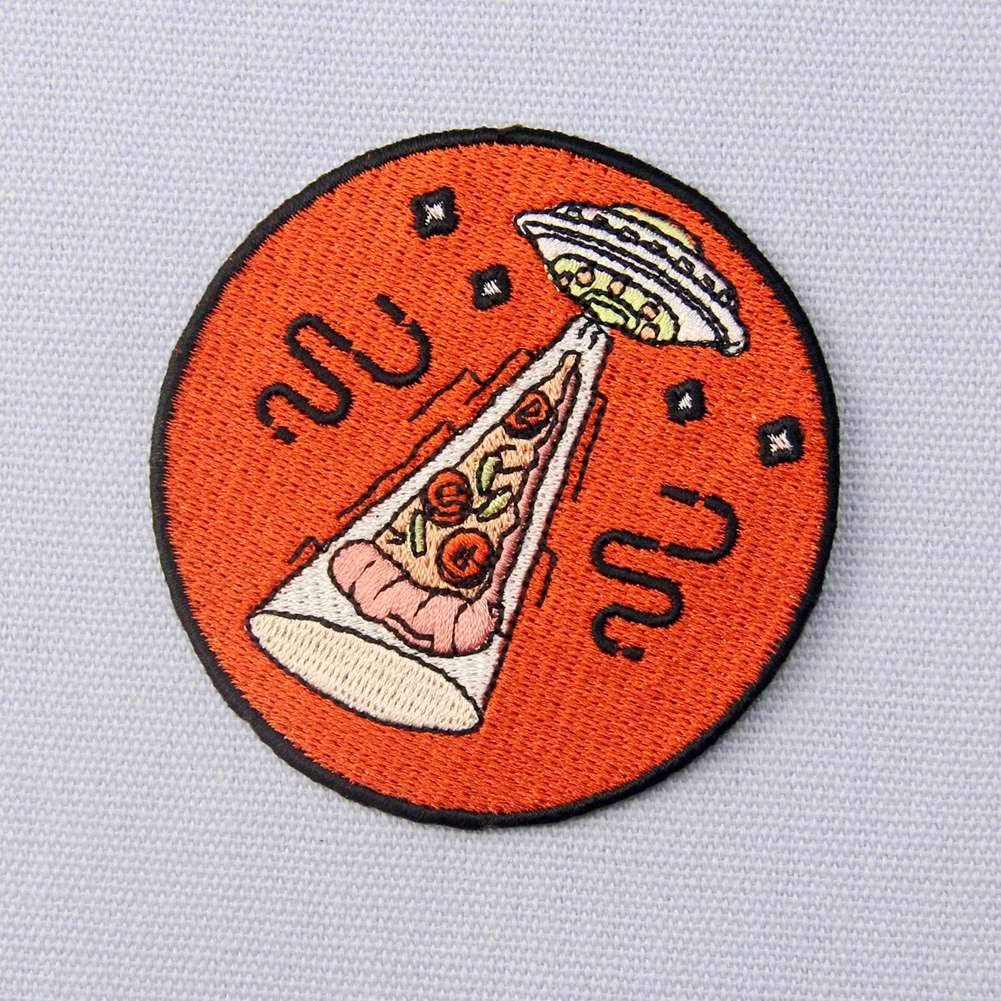 X-Files UFO Pizza Embroidered Patch - Iron On & Sew On Badge for Jackets, Hats, Bags - Perfect for Cosplay, Gifts & Fan Collections