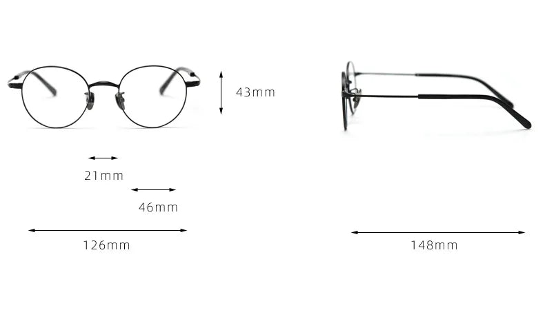 CCspace Unisex Full Rim Round Titanium Eyeglasses Frame - Lightweight Durable Glasses for Men & Women - Perfect for Reading, Driving & Daily Wear (Model 300779)