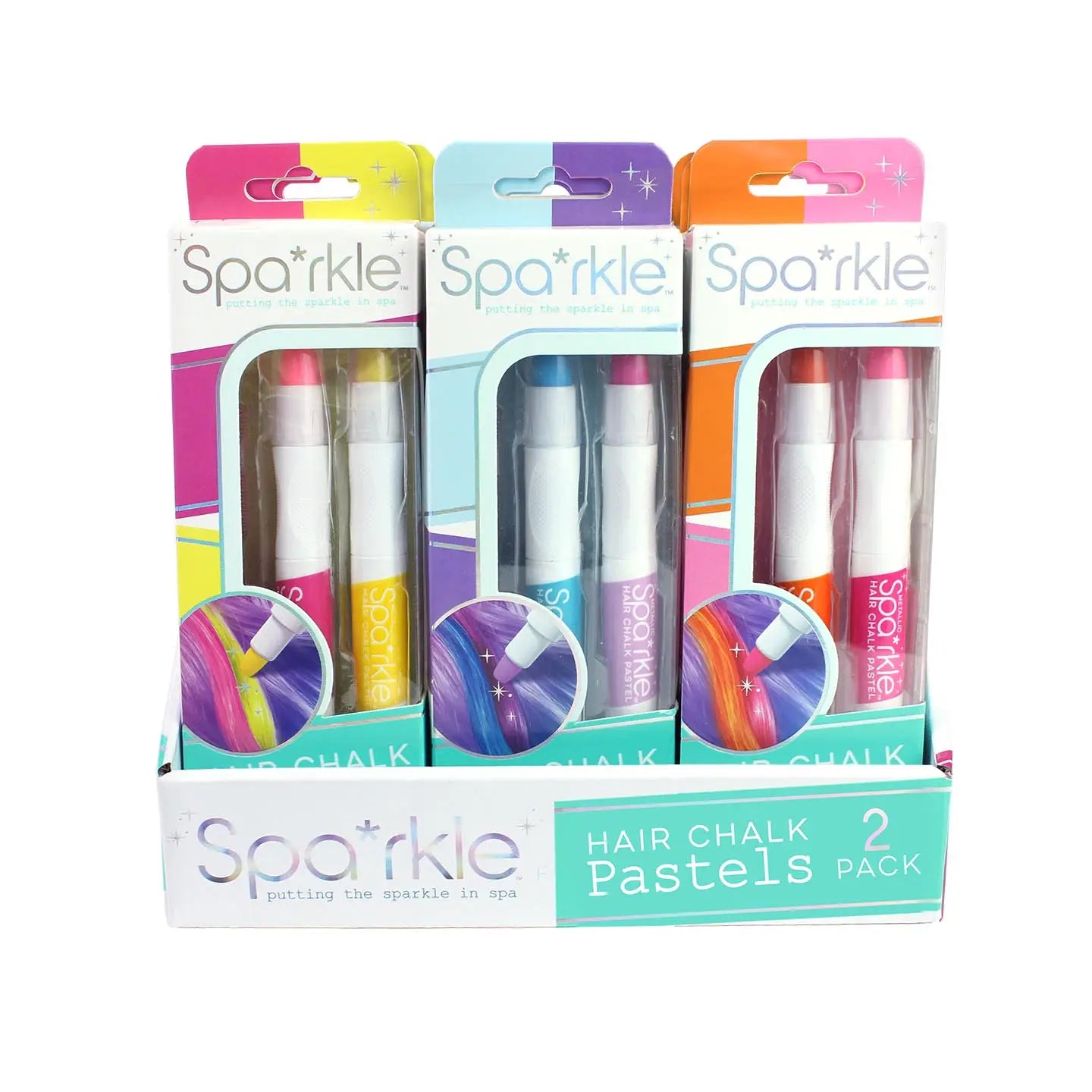 Sparkle 2 Pack Hair Chalk Pastels - Temporary Hair Color for Kids & Adults - Perfect for Parties, Halloween, Cosplay & Festivals
