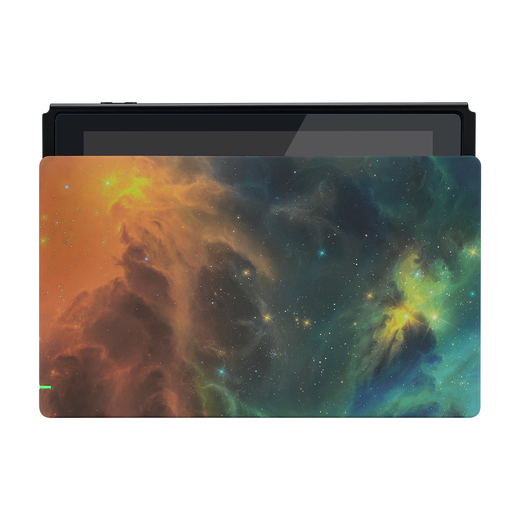 eXtremeRate Soft Touch Grip Faceplate for Nintendo Switch Dock - Orange Star Universe Design, DIY Replacement Housing Shell (Dock Not Included) | Perfect for Gaming Setups & Home Decor