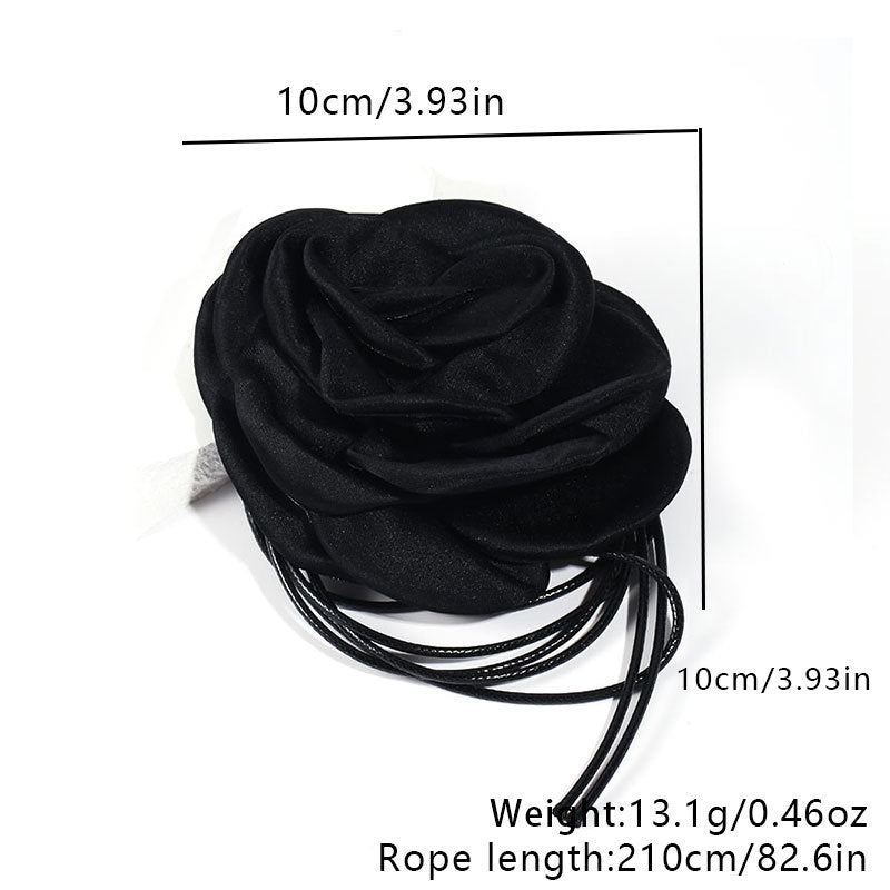 Rose Phantom Flower Suede Choker Necklace | Gothic Victorian Costume Jewelry | Perfect for Halloween, Cosplay & Vintage Fashion Outfits