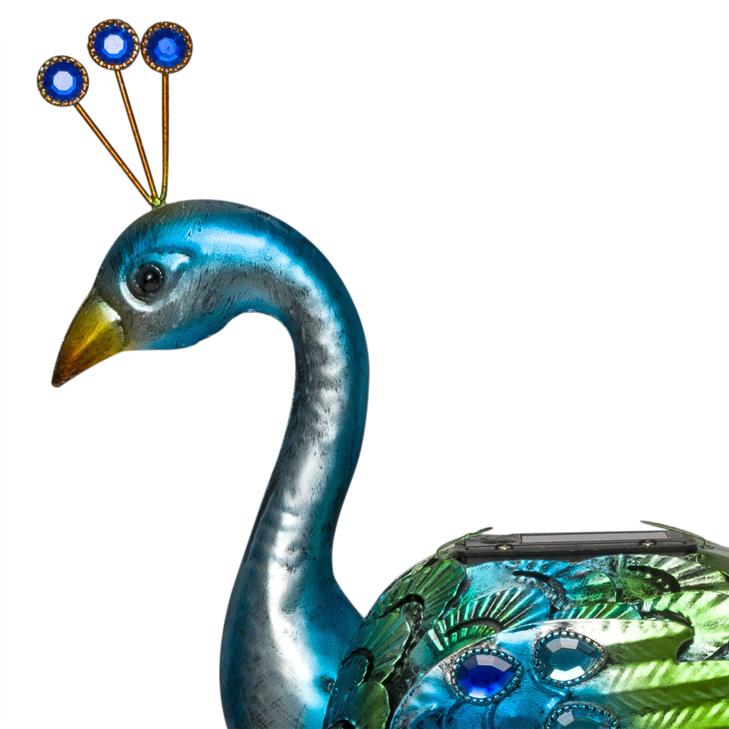 Solar-Powered Peacock Garden Statue with LED Lights - 19